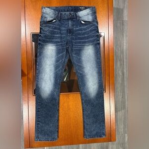 Buffalo David Bitton Men's Distressed Dark Blue Slim Straight Jeans